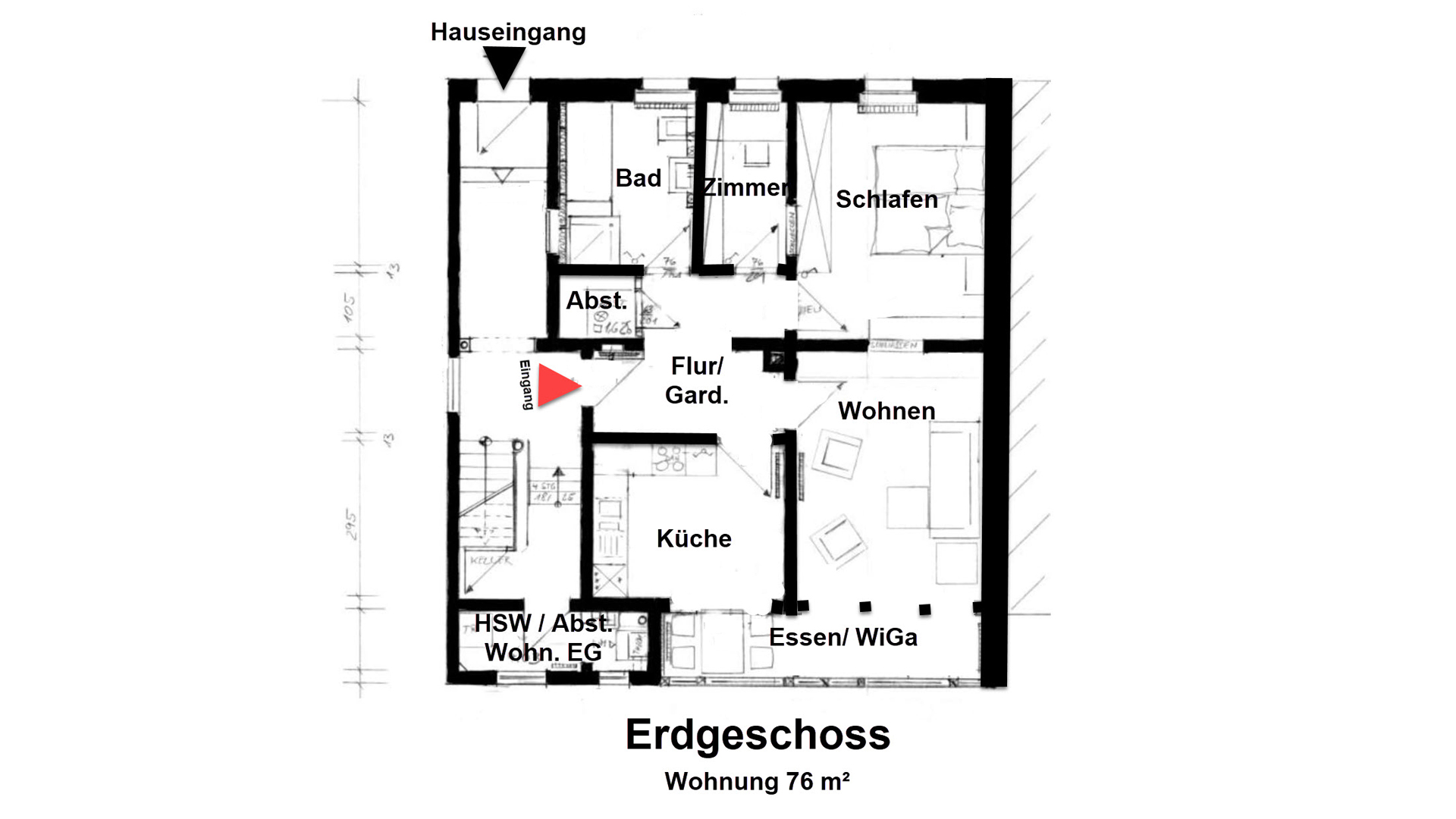 Waldbröl: Stilvolles 3-Familienhaus mit Bauland daneben, Grundriss - Erdgeschoss